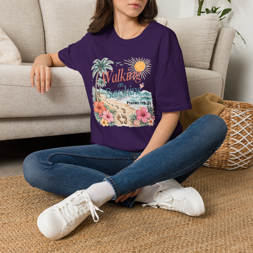 Walking on Sunshine T-Shirt — Tropical Floral Psalms 118:24 Tee