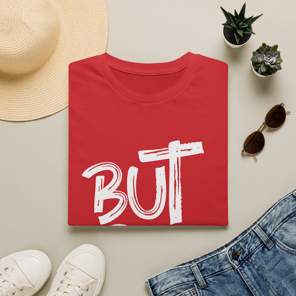But GOD - Mens and Womans  Softstyle T-Shirt