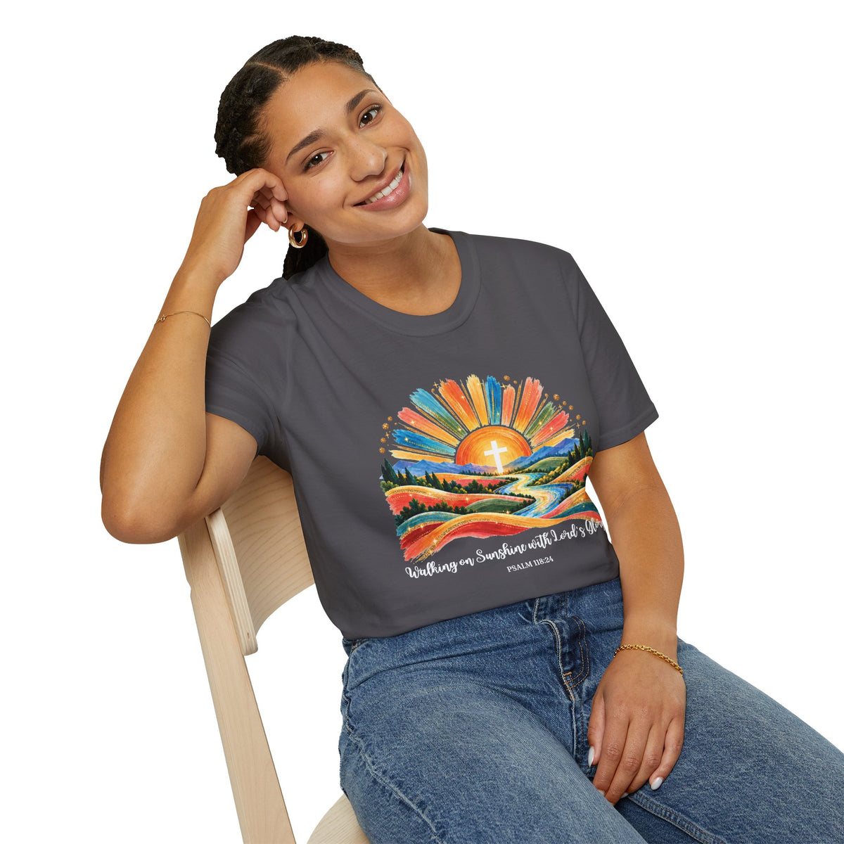 Walking On Sunshine with Lords Glory - with Lori Faith and Hope Christian Sunrise T-Shirt
