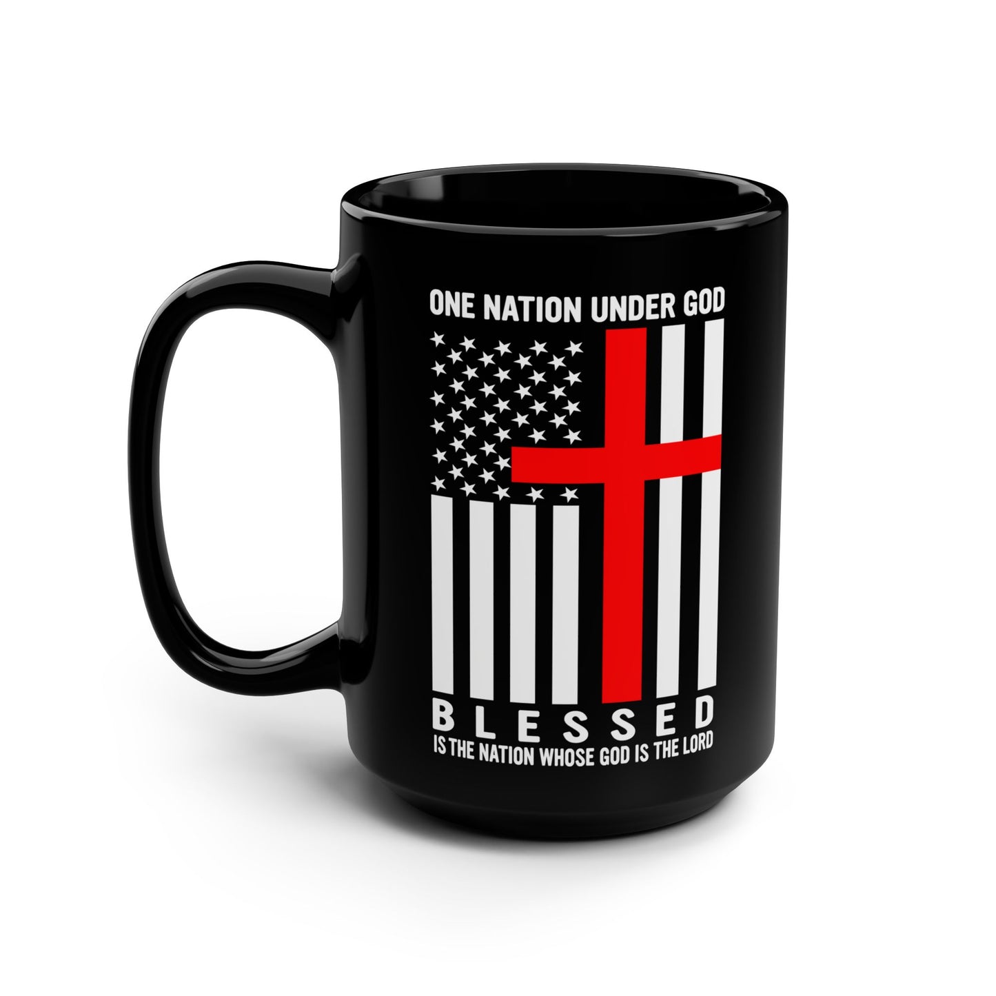 One Nation under God - Black Mug, 15oz