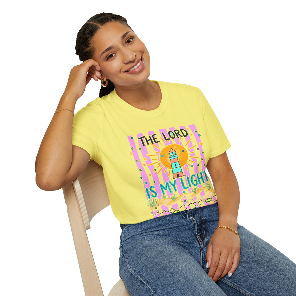 The Lord Is My Light Lighthouse Christian T-Shirt — Psalm 27:1  Inspirational Tee
