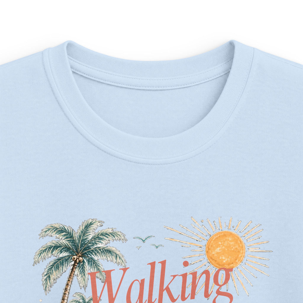 Kids Tee — "Walking in Sunshine" Floral Palm Beach Christian T‑Shirt (Psalm 118:24)
