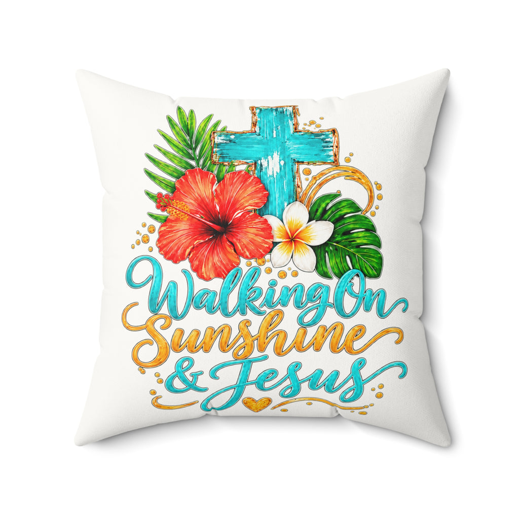 Walking on Sunshine Faux Suede Square Pillow