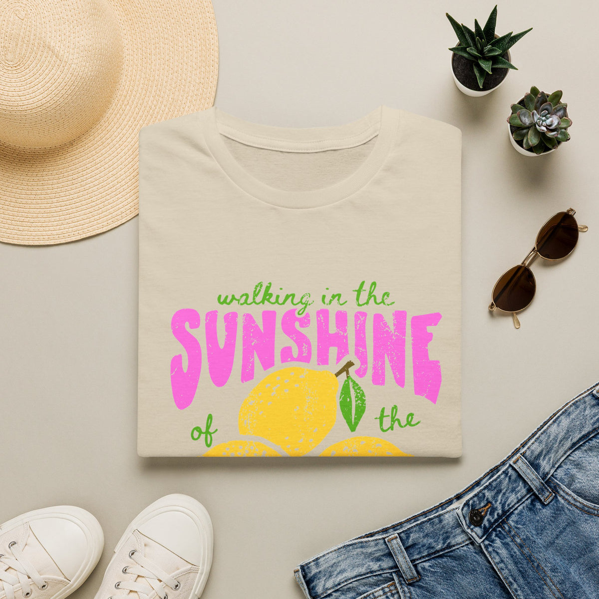 Walking on the Sunshine of the Lord T‑Shirt — Bright Lemon Faith Tee