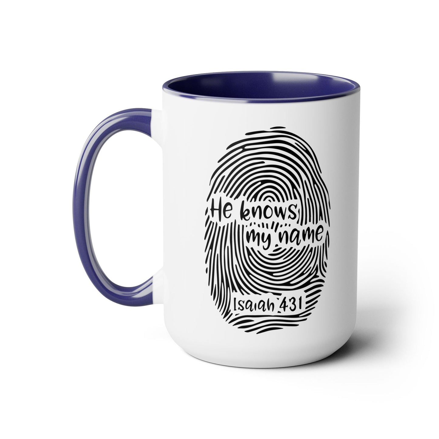 He Knows My Name - Two-Tone Coffee Mugs, 15oz