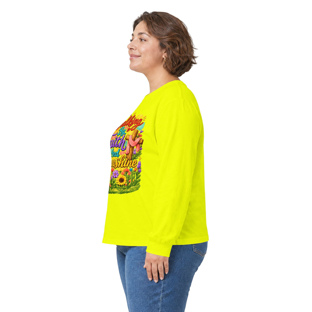 “Walking on Faith and Sunshine” Floral Long Sleeve Tee