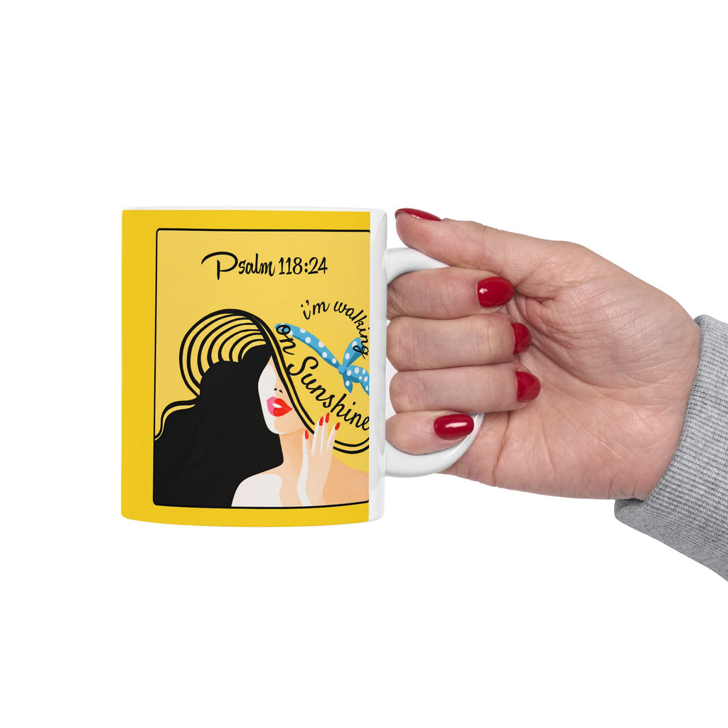 Lords Glory Psalm 118:24 Sunshine Ceramic Mug – Inspirational ‘Walking on Sunshine’ Design (11oz, 15oz)