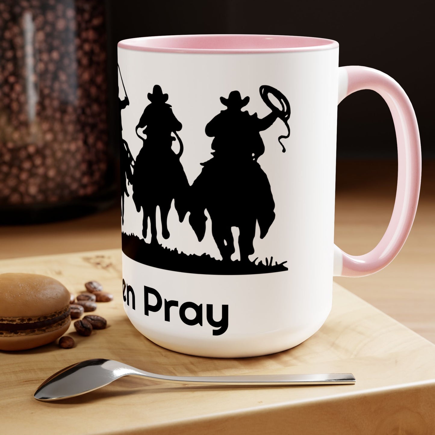 Real Men Pray - Two-Tone Coffee Mugs, Cowboys 15oz