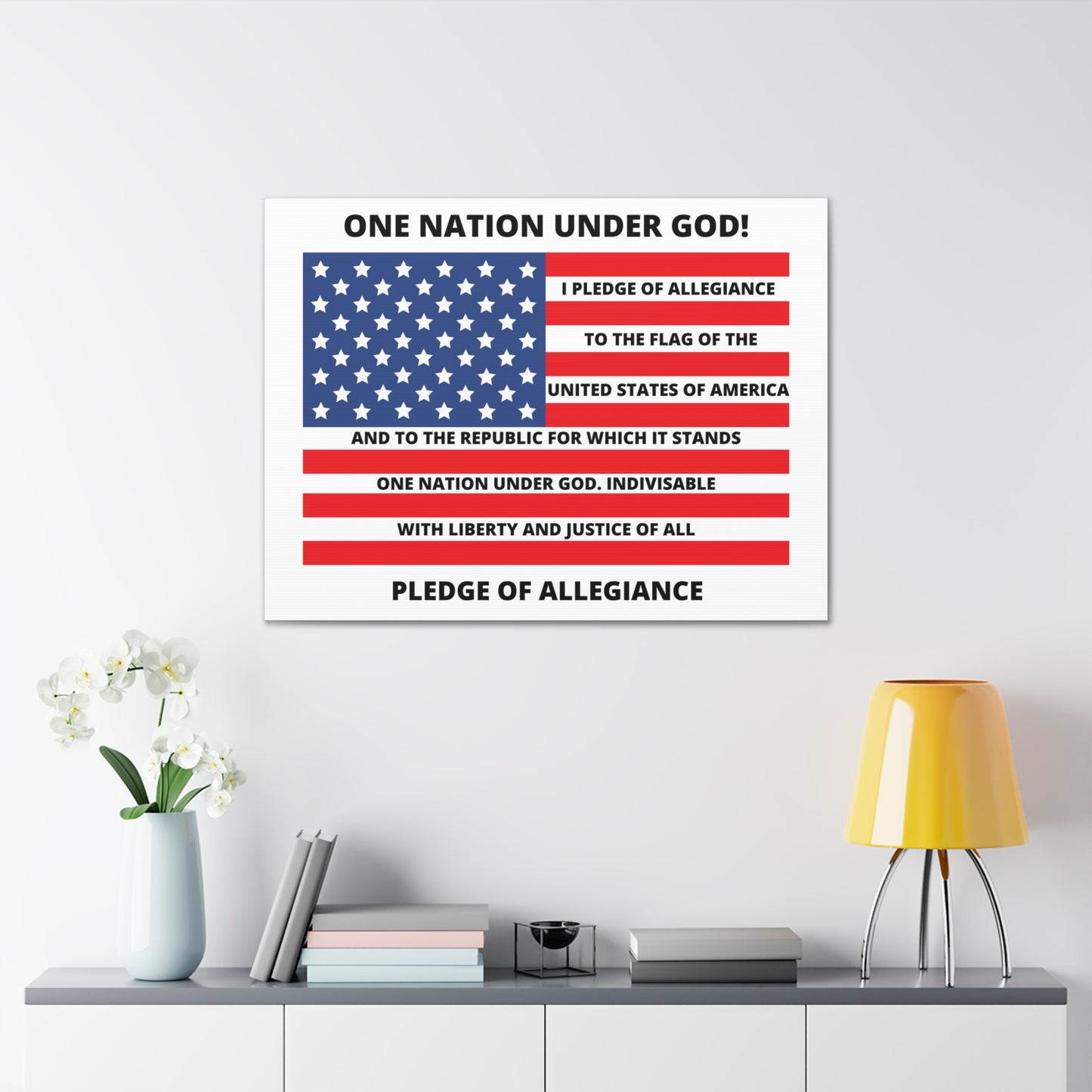 One Nation Under GOD Pledge of Allegiance Canvas Gallery Wraps