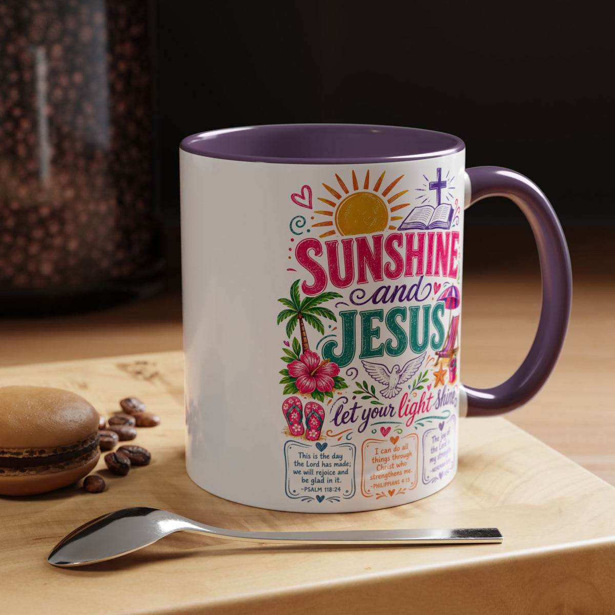 Sunshine and Jesus Coffee Mug — Faith-Inspired Beach Vibe Accent Mug (11/15oz)