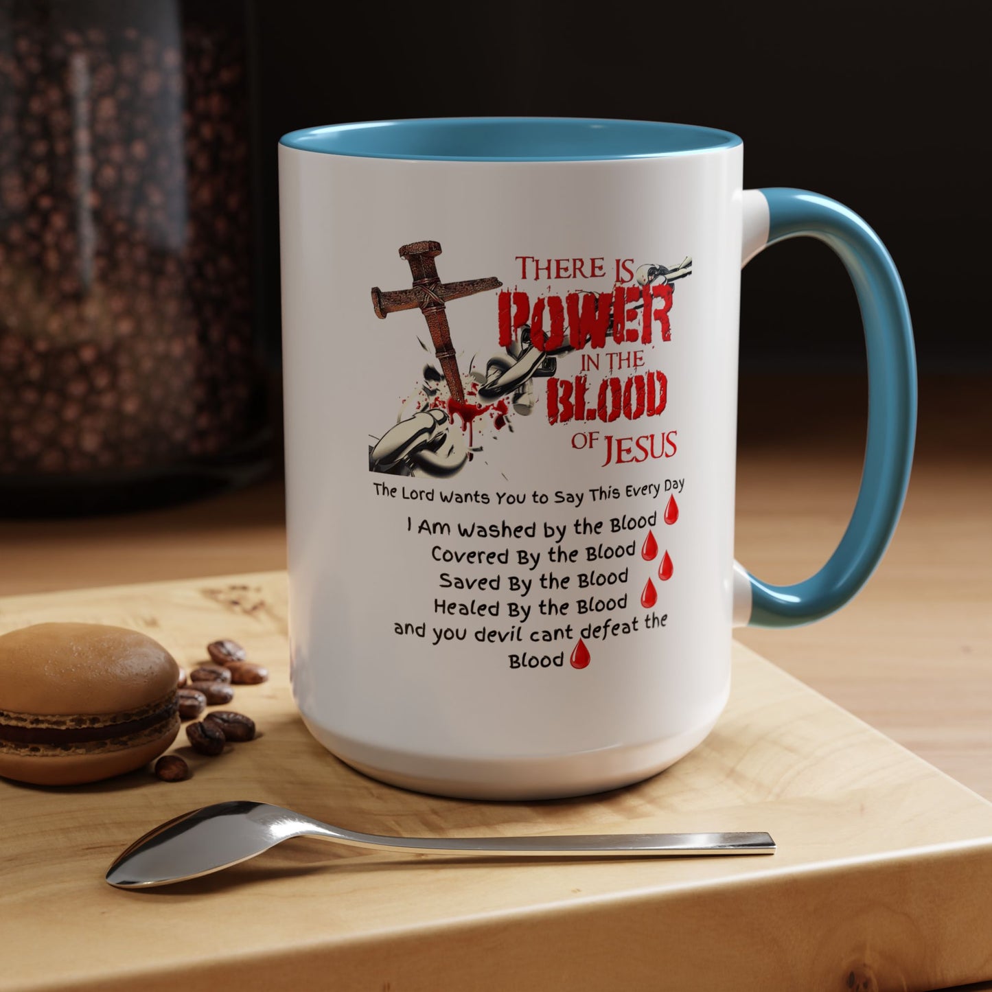 The Power of the Blood of Jesus Accent Coffee Mug (11, 15oz)