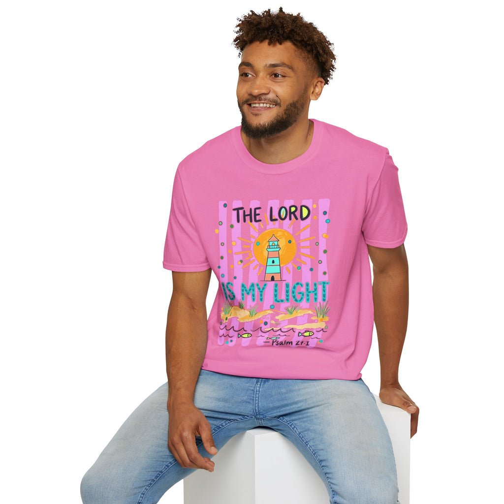 The Lord Is My Light Lighthouse Christian T-Shirt — Psalm 27:1  Inspirational Tee