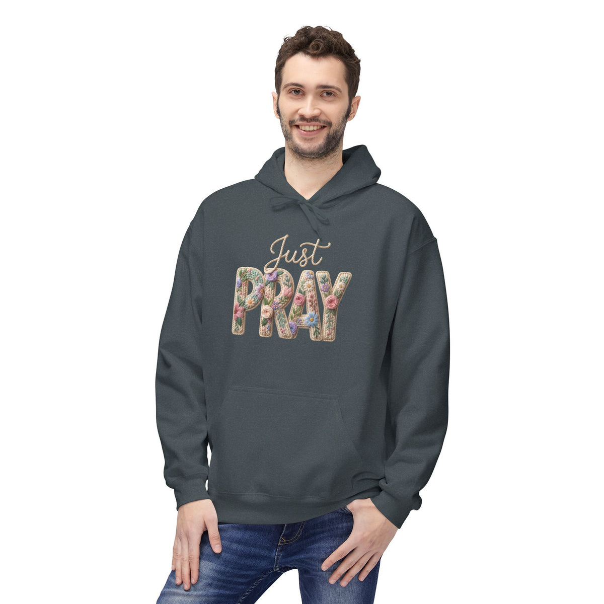 Just Pray floral letters Hoodie | Faith Christian sweatshirt design