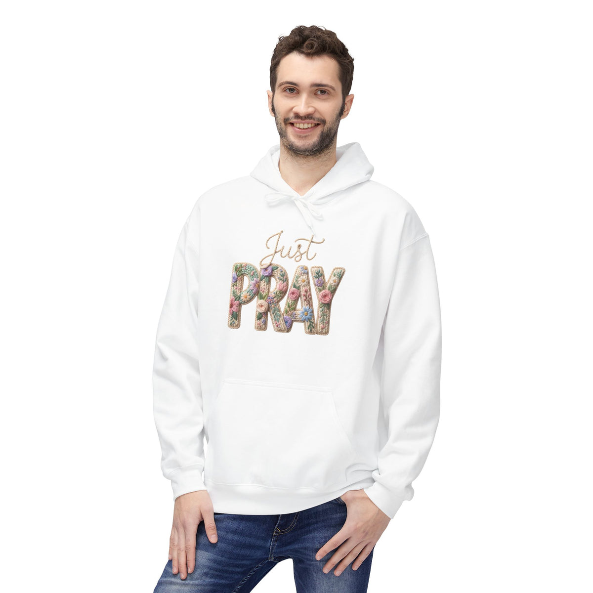 Just Pray floral letters Hoodie | Faith Christian sweatshirt design