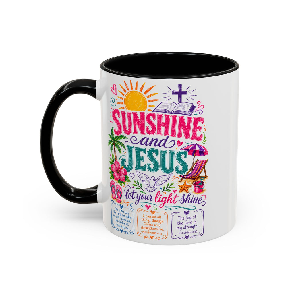 Sunshine and Jesus Coffee Mug — Faith-Inspired Beach Vibe Accent Mug (11/15oz)