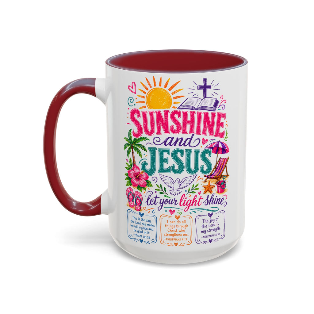 Sunshine and Jesus Coffee Mug — Faith-Inspired Beach Vibe Accent Mug (11/15oz)