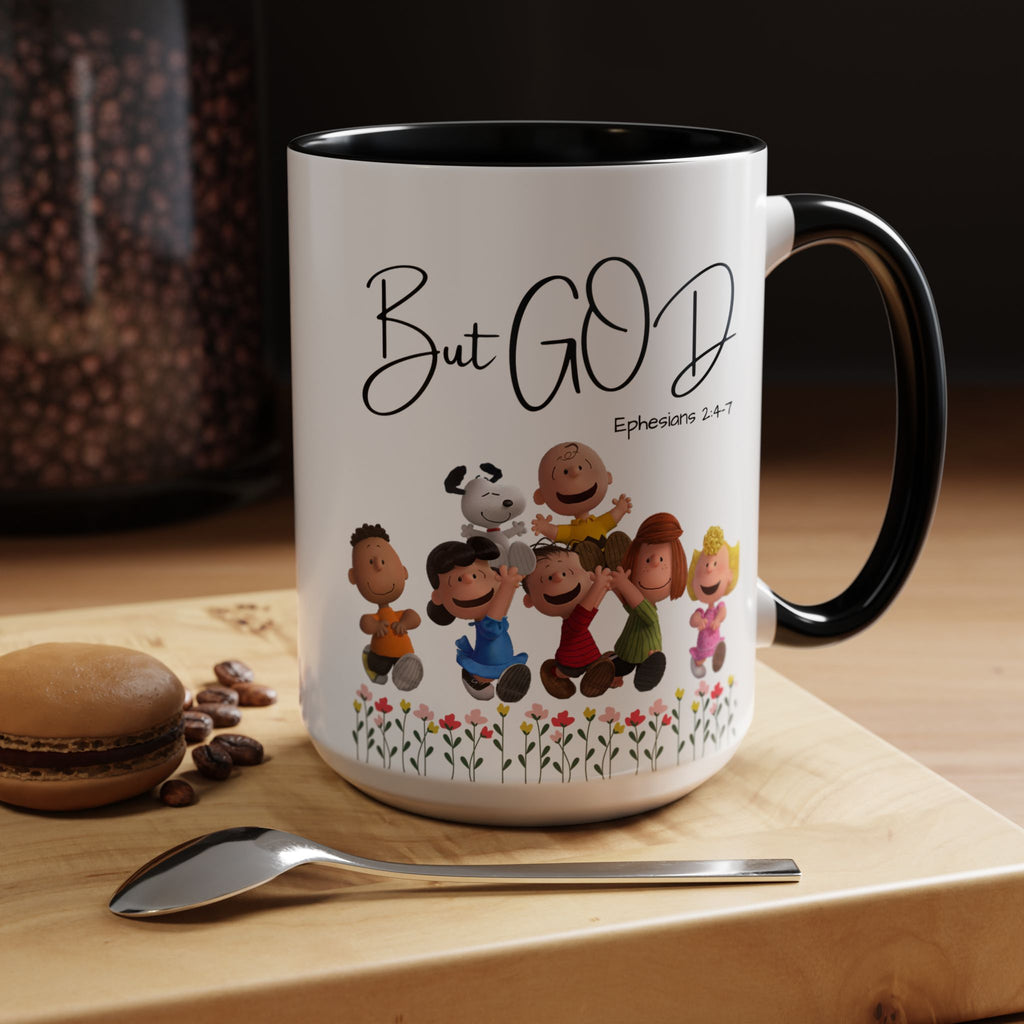 But God Scripture Coffee Mug — Genesis 50:20 Inspirational Heart Accent Mug (11/15oz)