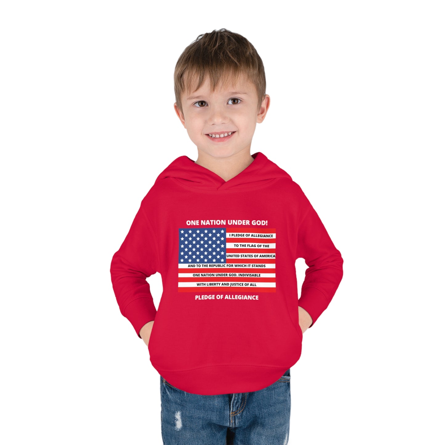 One Nation Under GOD Pledge of Allegiance Toddler Pullover Fleece Hoodie