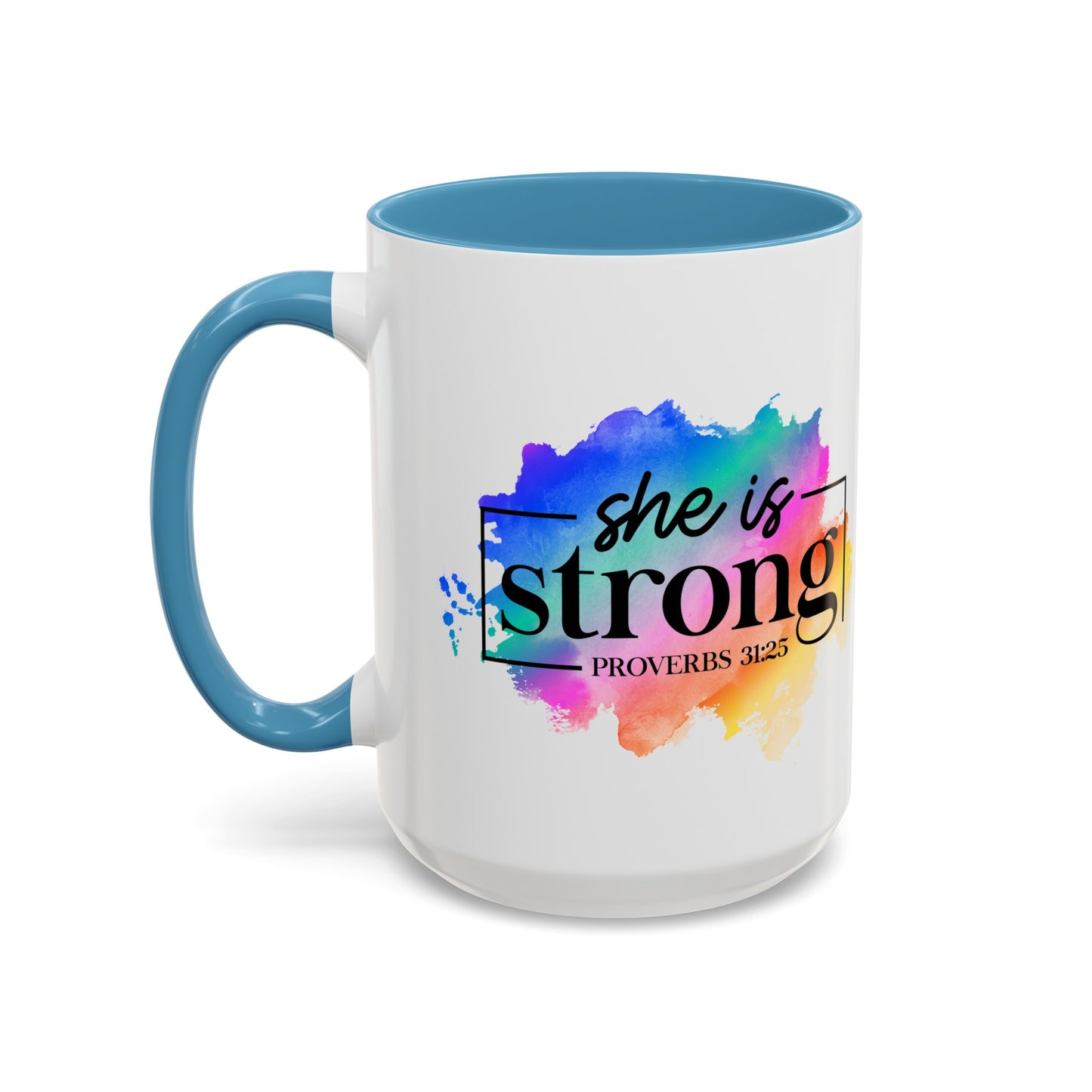 SHE IS STRONG - 5 Colors Accent Coffee Mug, 11oz