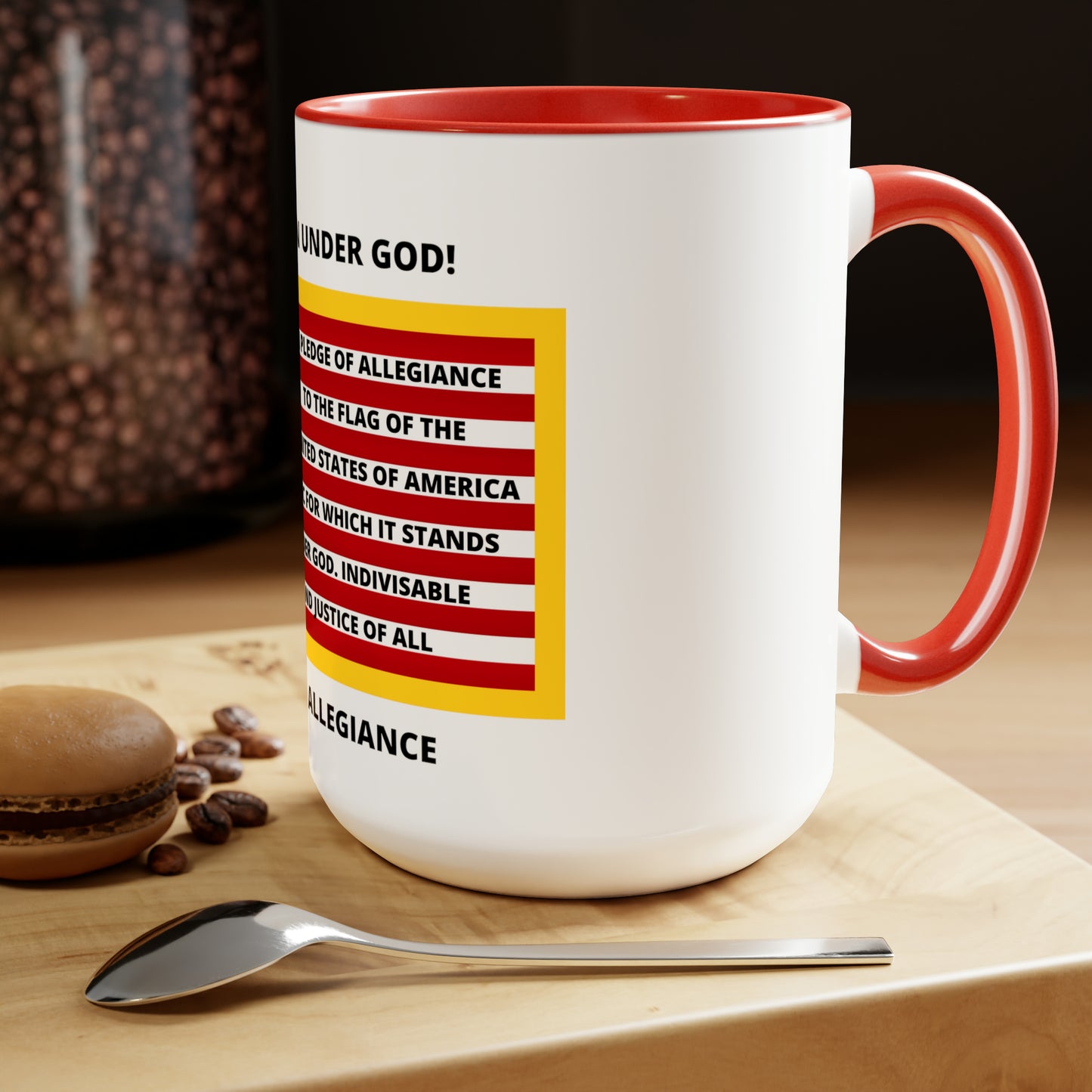 Pledge of Allegiance One Nation Under GOD! Two-Tone Coffee Mugs, 15oz