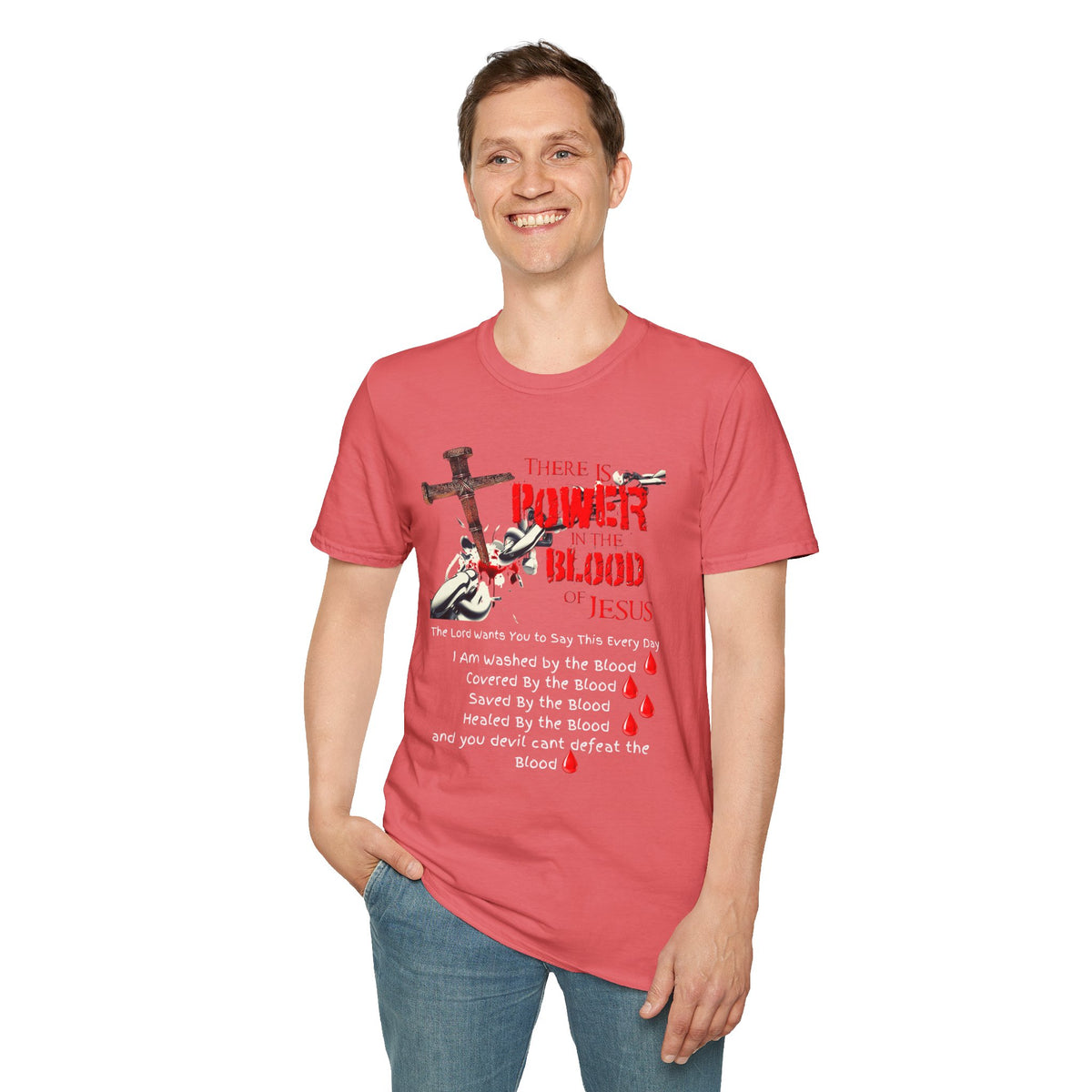 There's Power in the Blood of Jesus T-Shirt — Christian Cross Faith Shirt (Washed by the Blood)