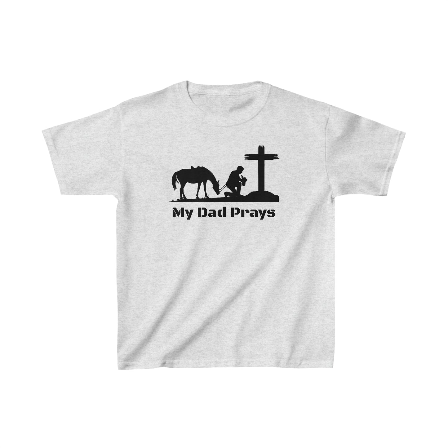 My Dad Prays Cowboy Kids Heavy Cotton Tee