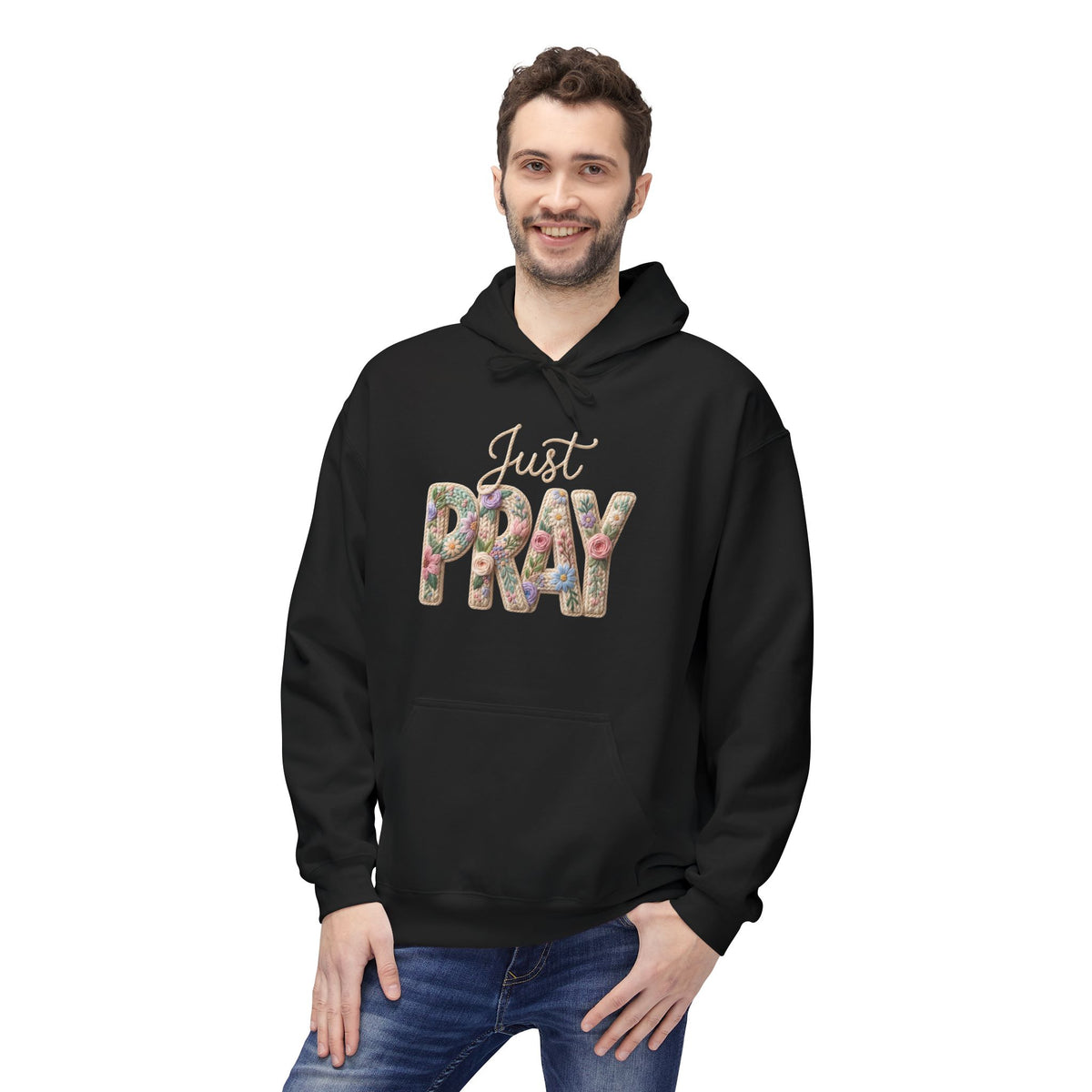 Just Pray floral letters Hoodie | Faith Christian sweatshirt design