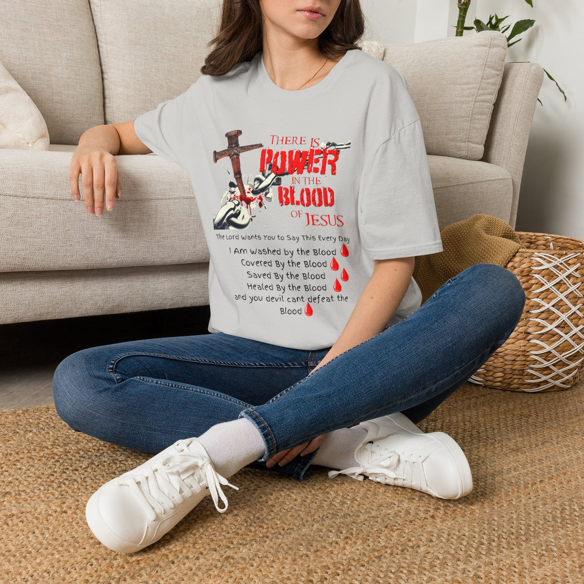 Jesus Blood Cross T-Shirt — "There Is Power In The Blood of Jesus" Christian Tee