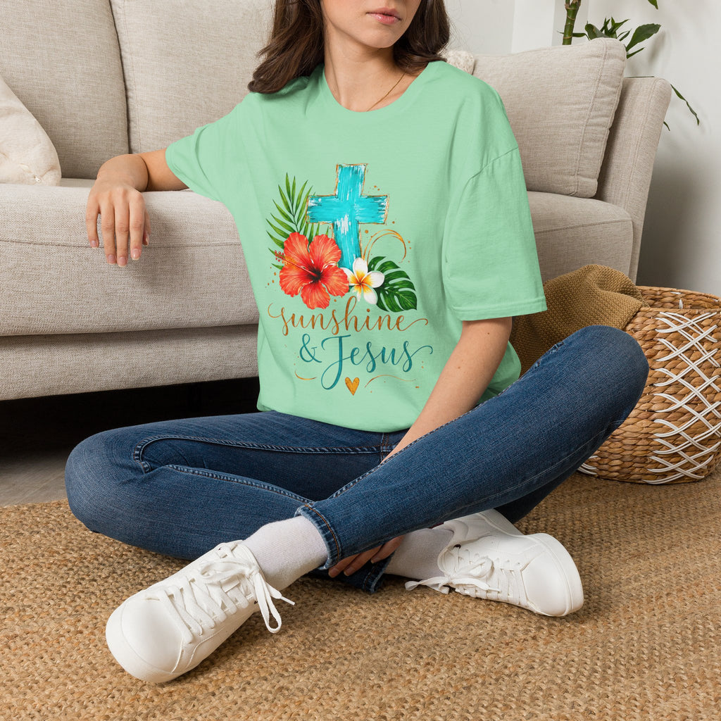 Sunshine & Jesus T-Shirt — Tropical Cross Christian Tee