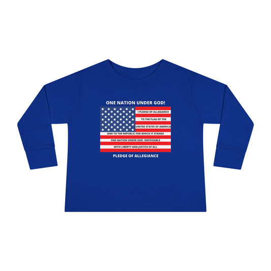 One Nation Under GOD Pledge of Allegiance Toddler Long Sleeve Tee