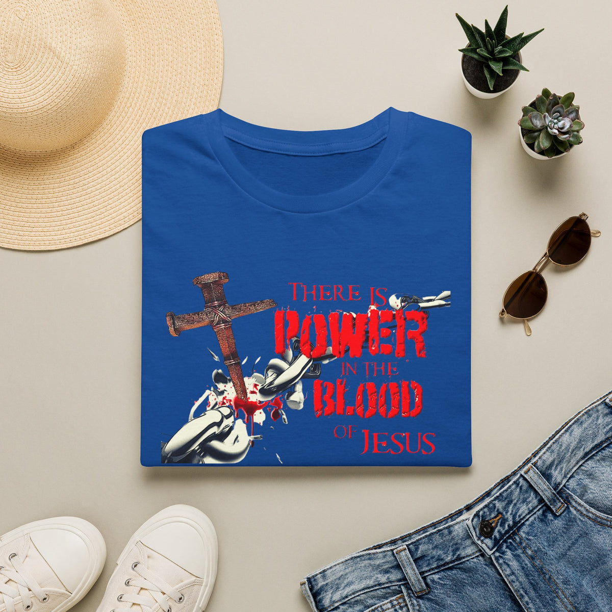 There's Power in the Blood of Jesus T-Shirt — Christian Cross Faith Shirt (Washed by the Blood)