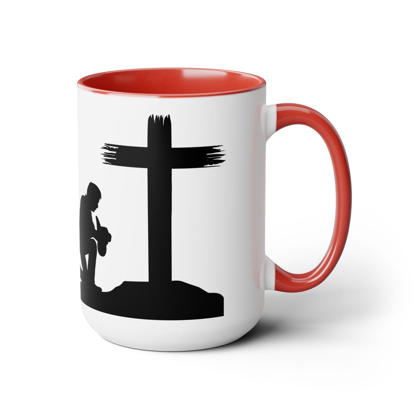 Cowboy Praying to GOD Two-Tone Coffee Mugs, 15oz