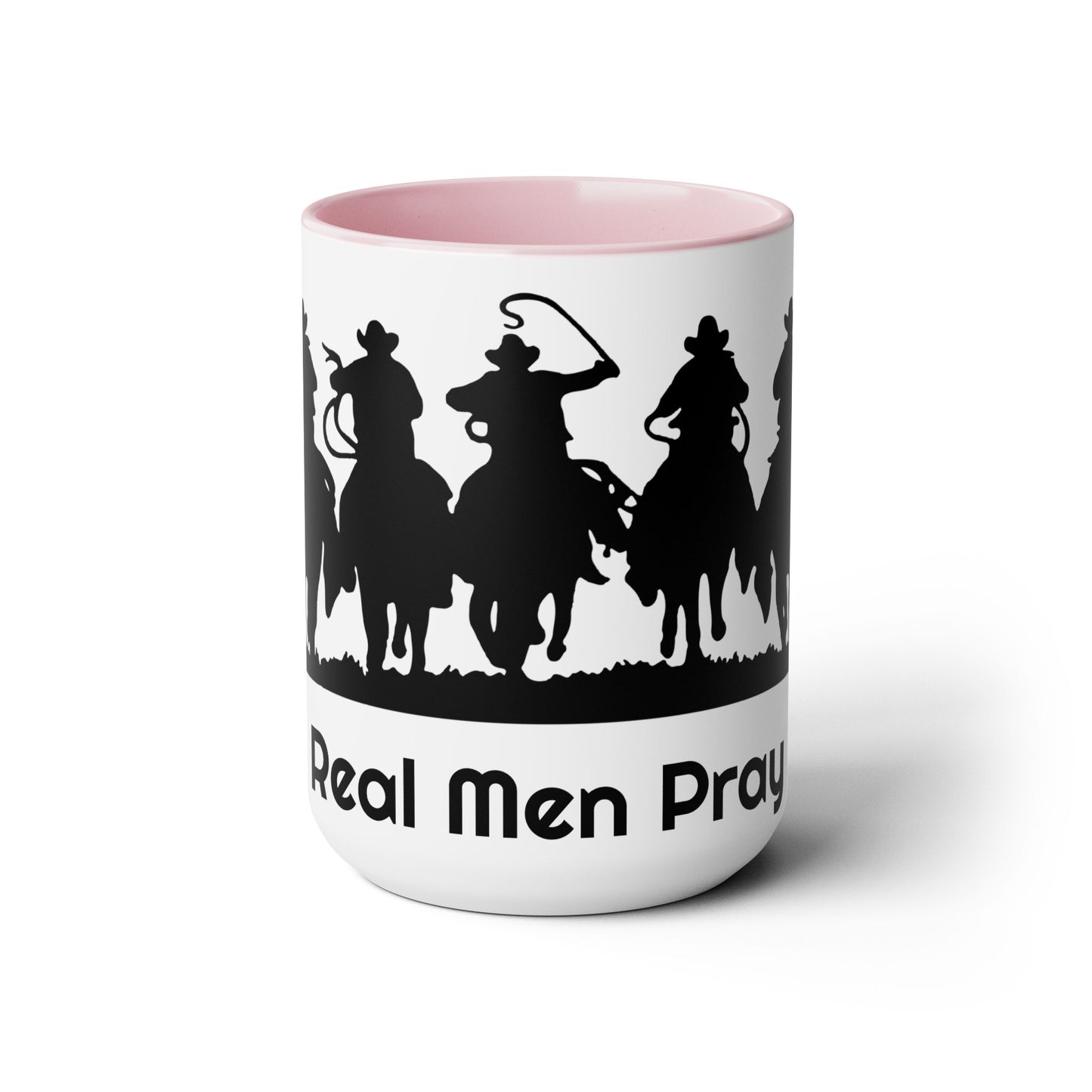 Real Men Pray - Two-Tone Coffee Mugs, Cowboys 15oz