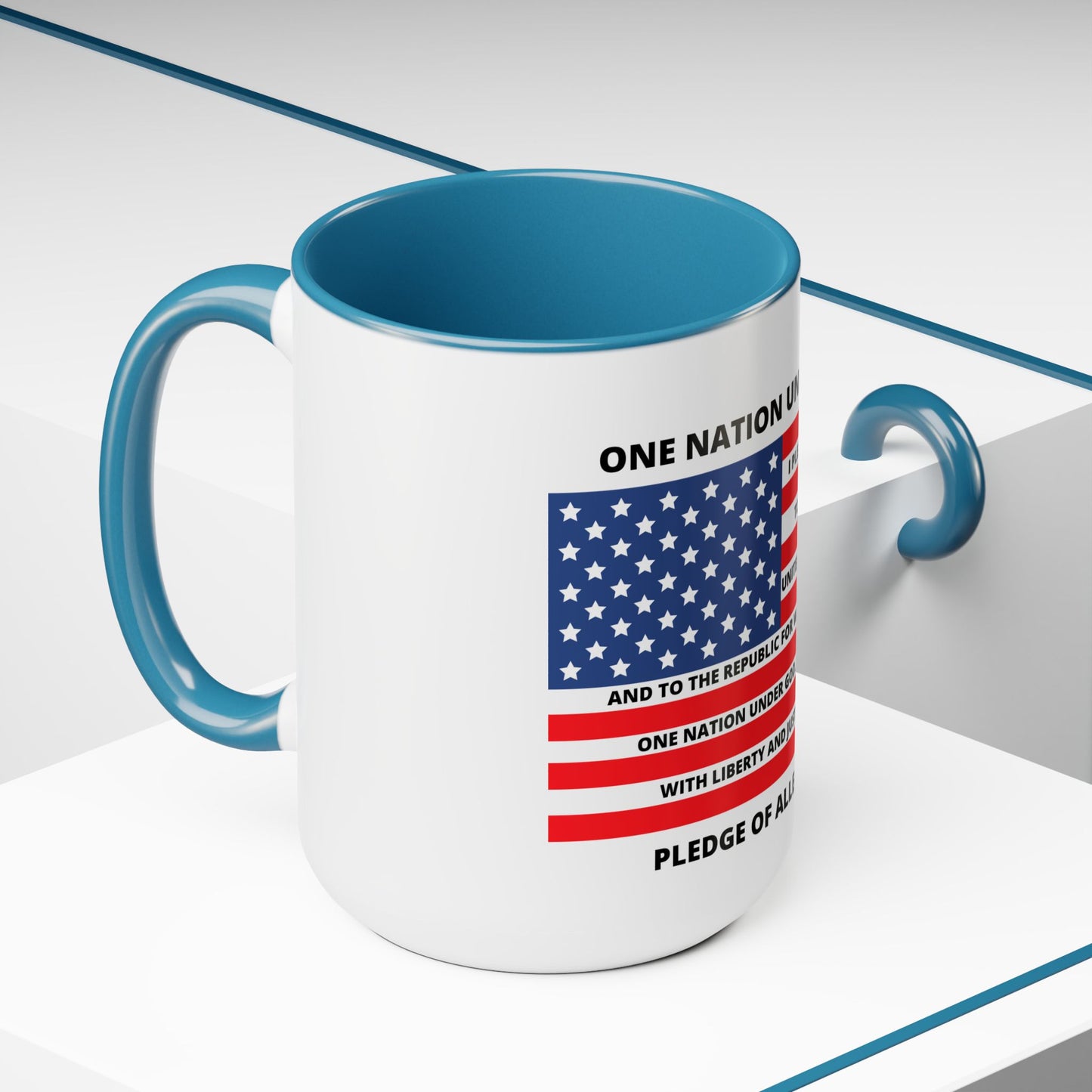 Pledge of Allegiance One Nation under GOD! Two-Tone Coffee Mugs, 15oz