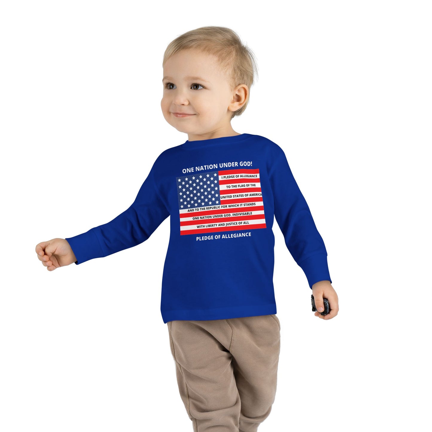 One Nation Under GOD Pledge of Allegiance Toddler Long Sleeve Tee