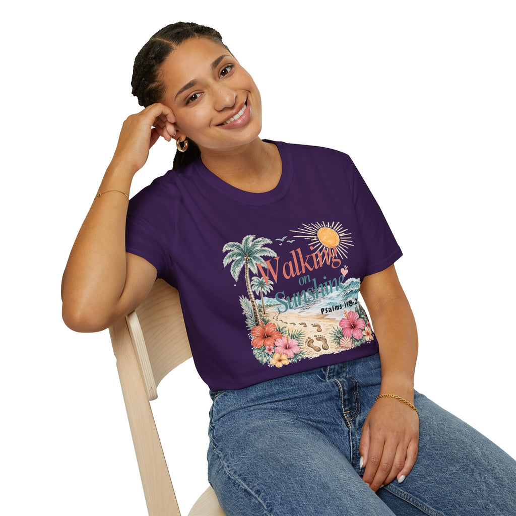 Walking on Sunshine T-Shirt — Tropical Floral Psalms 118:24 Tee