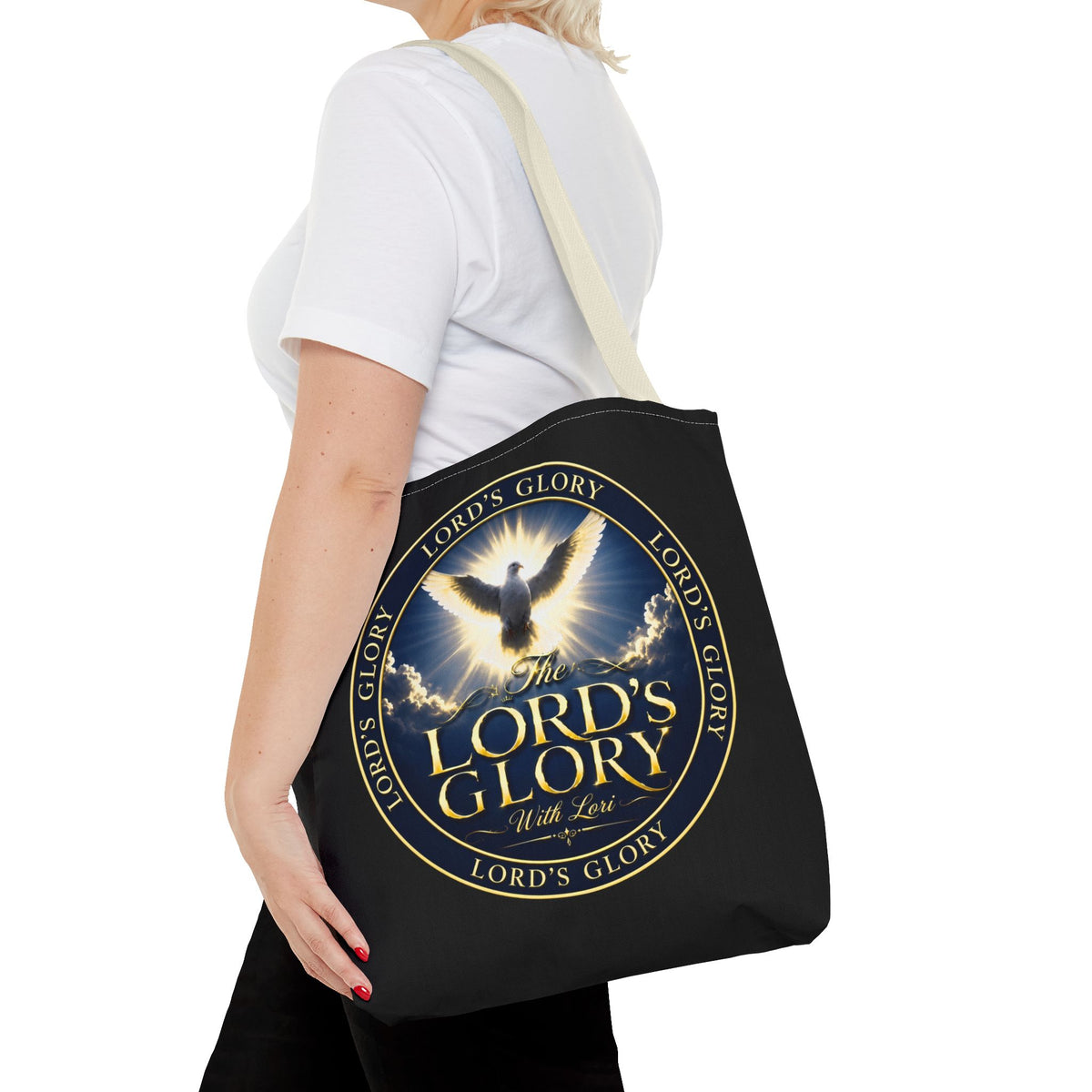 Tote Bag — "The Lord's Glory with Lori" Christian Dove Tote (Faith-Inspired Church Bag)
