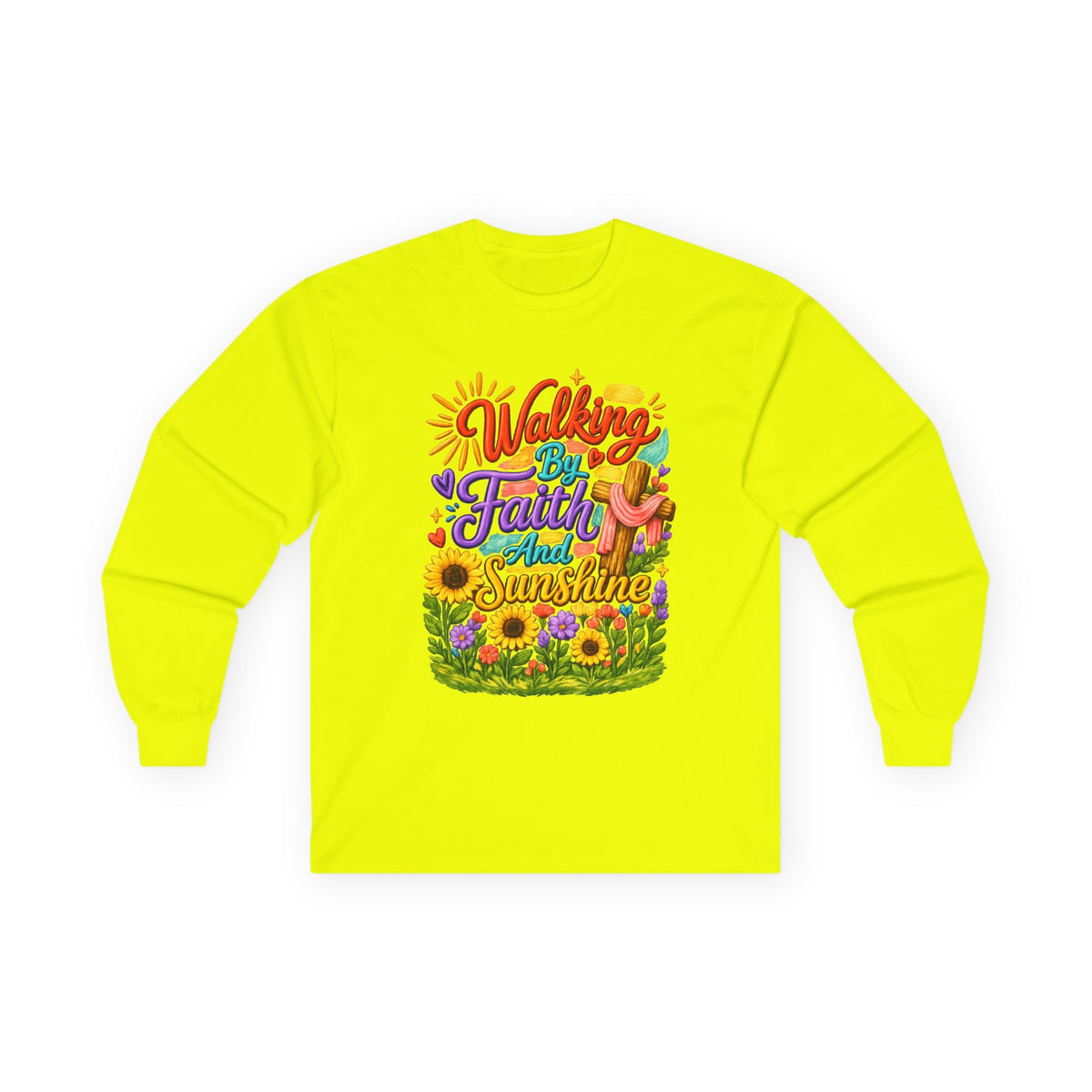 “Walking on Faith and Sunshine” Floral Long Sleeve Tee