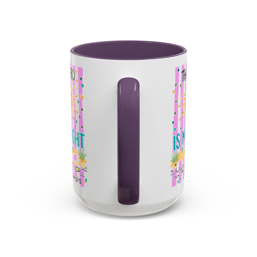 Christian Coffee Mug - "The Lord Is My Light" Lighthouse Psalm 27:1 Accent Mug