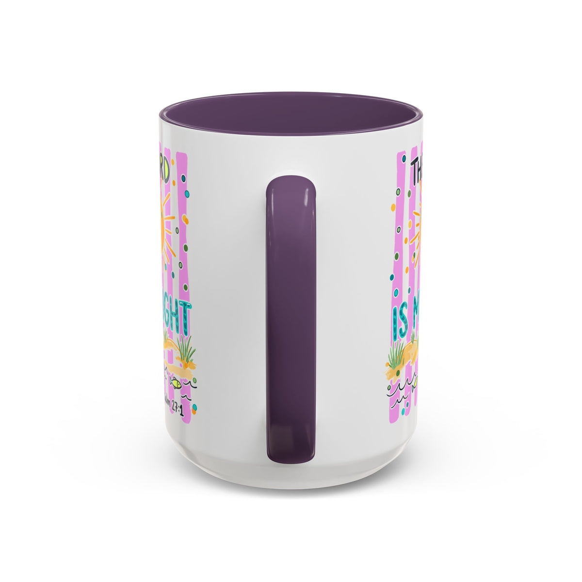 Christian Coffee Mug - "The Lord Is My Light" Lighthouse Psalm 27:1 Accent Mug