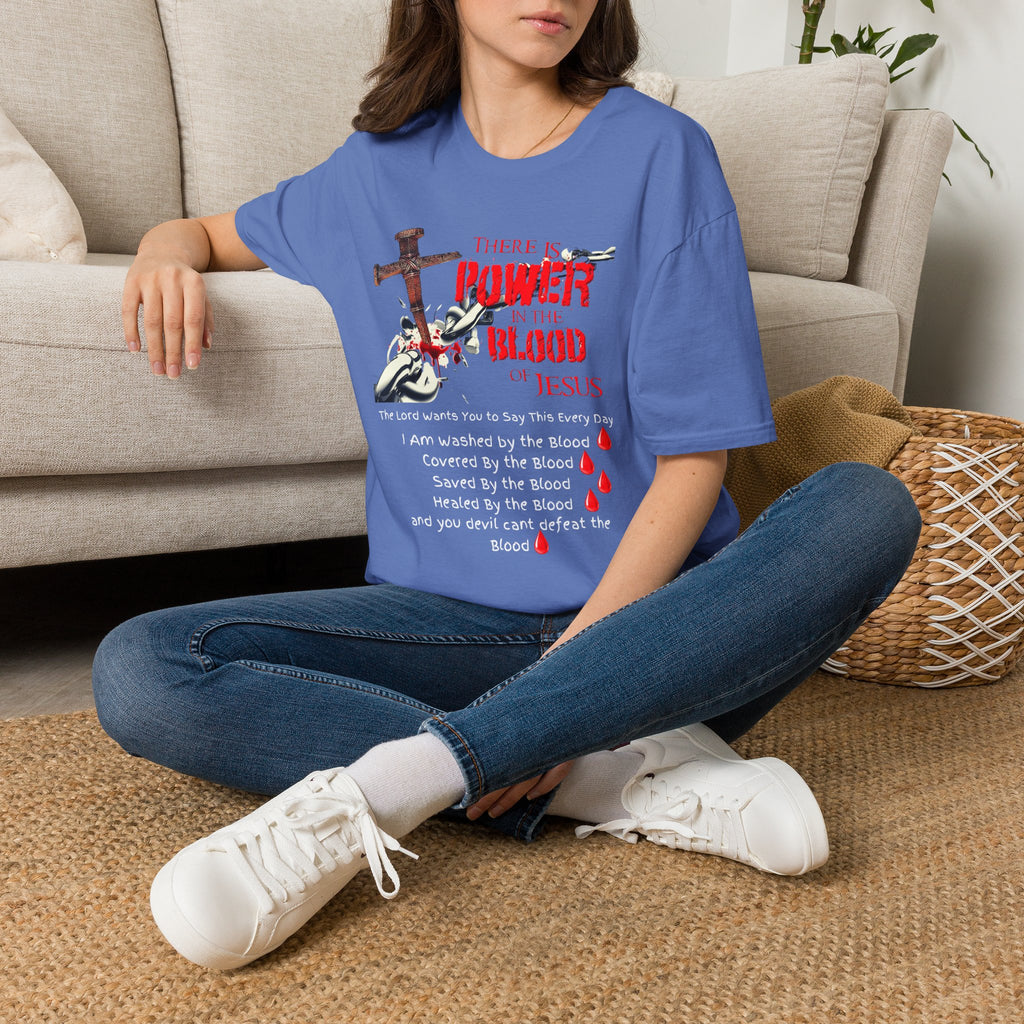 There's Power in the Blood of Jesus T-Shirt — Christian Cross Faith Shirt (Washed by the Blood)
