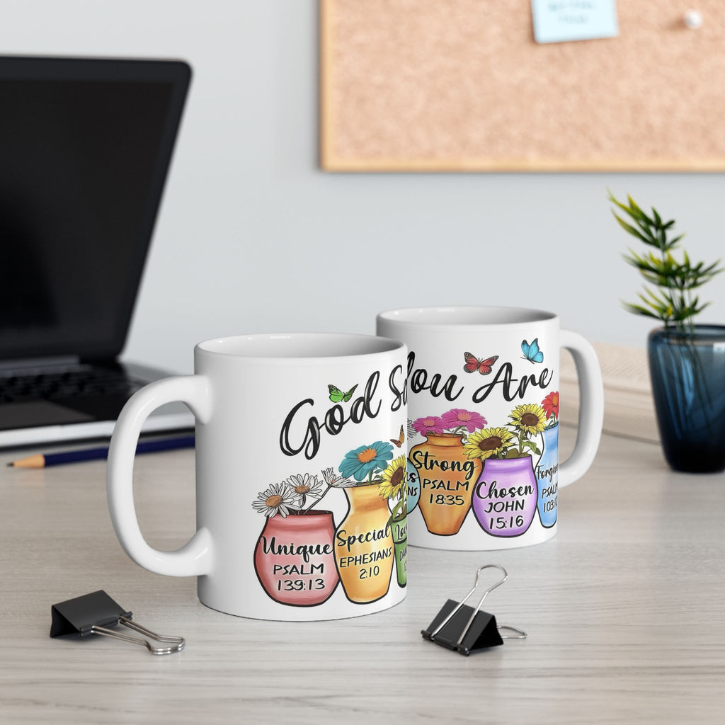GOD Says You Are - Love Me Floral Bible Verse Ceramic Mug
