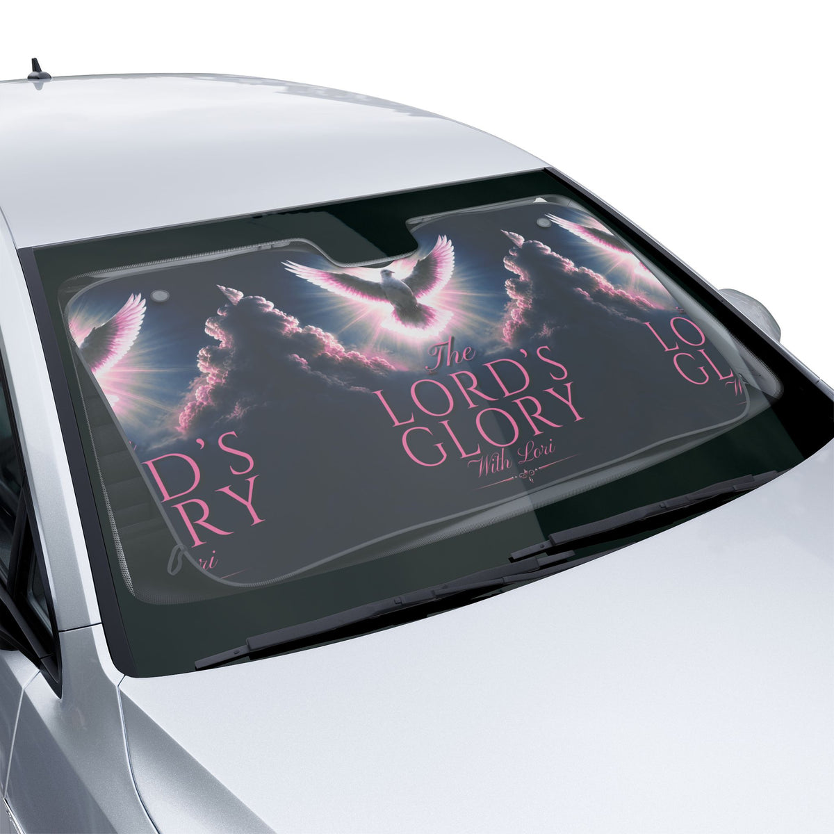 Car Sun Shade - "The Lord's Glory with Lori" Dove & Clouds Christian Windshield Cover
