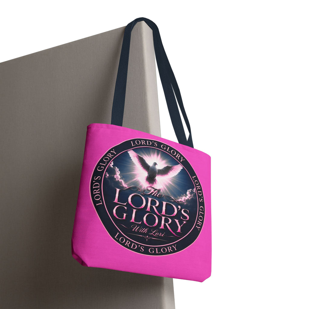 Religious Tote Bag - "The Lord's Glory with Lori" Pink All-Over-Print Christian Tote