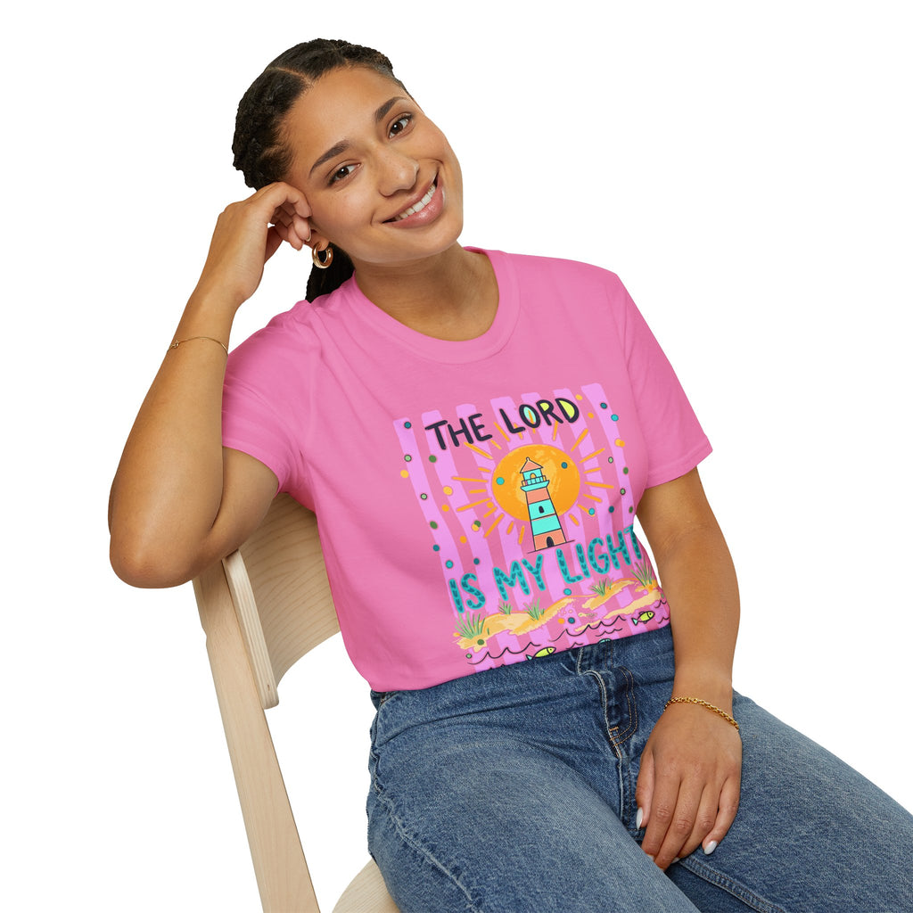 The Lord Is My Light Lighthouse Christian T-Shirt — Psalm 27:1  Inspirational Tee