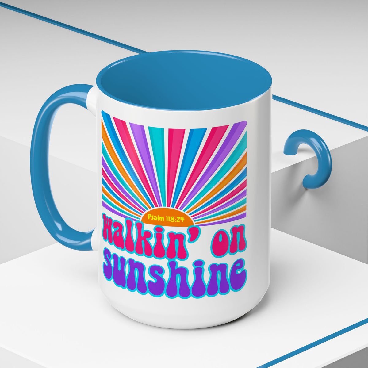 Coffee Mug — "Walkin' on Sunshine" Retro Psalm 118:24 Accent Mug