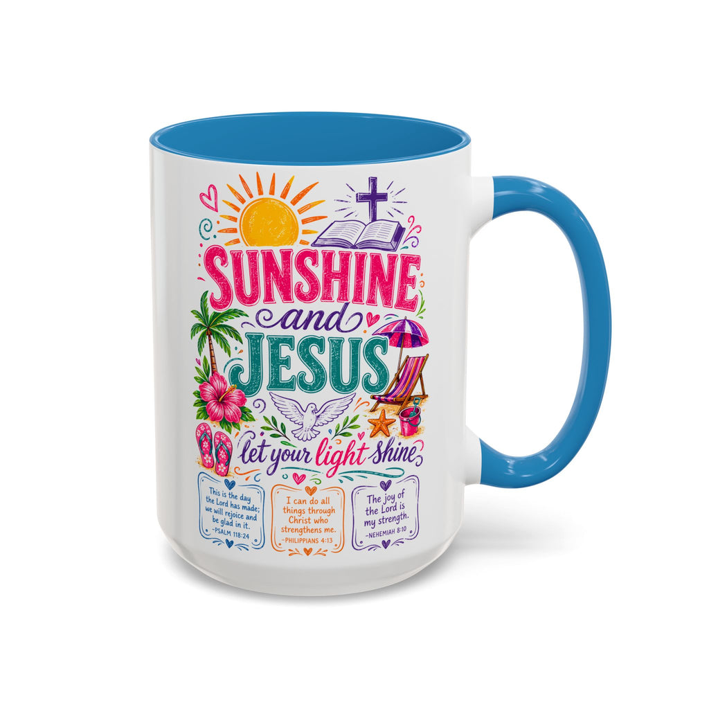 Sunshine and Jesus Coffee Mug — Faith-Inspired Beach Vibe Accent Mug (11/15oz)
