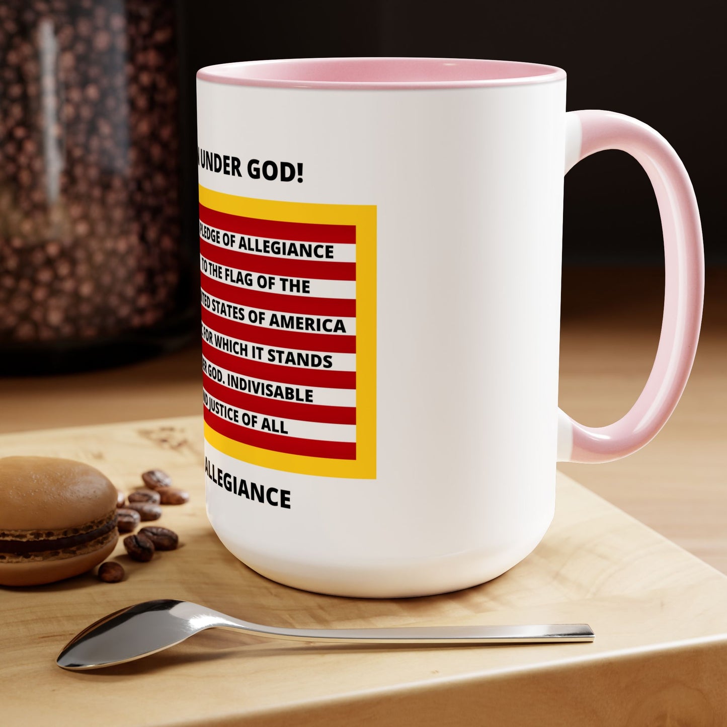 Pledge of Allegiance One Nation Under GOD! Two-Tone Coffee Mugs, 15oz