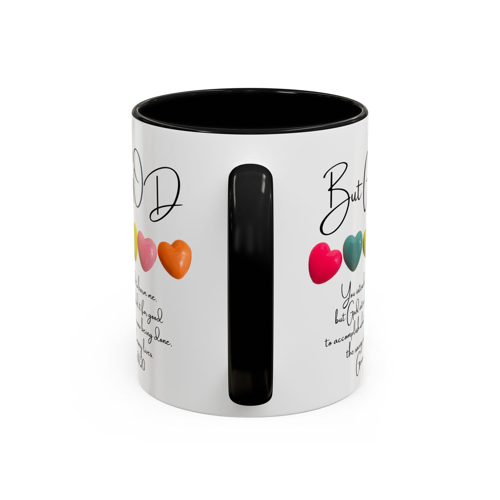 But God Scripture Coffee Mug — Genesis 50:20 Inspirational Heart Accent Mug (11/15oz)