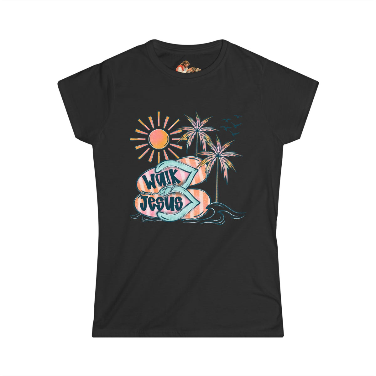 Walk By Faith surf design Tee | Palm Trees, Sun, Beach Vibes